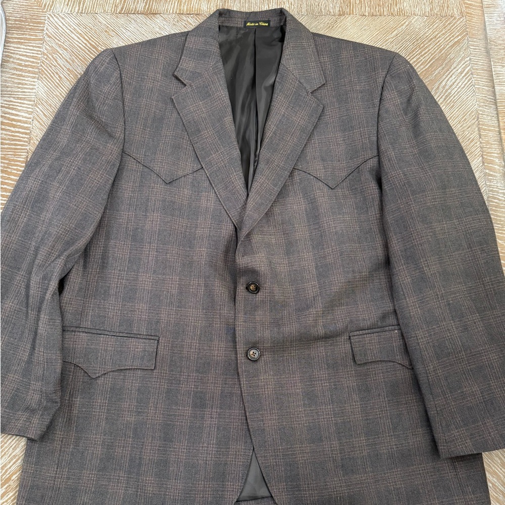 Men’s Western Suit Jacket. Dark Brown. Size 48R